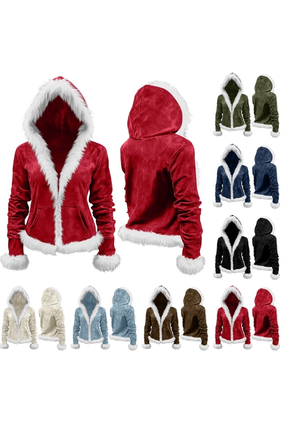 Women's Solid Color Long Sleeve Hooded Pullover Sweatshirt Top With Wool Collar Loose Fit Casual Daily Wear Loungewear Cozy Streetwear Ultra Soft All Day | CSEONE,Red M