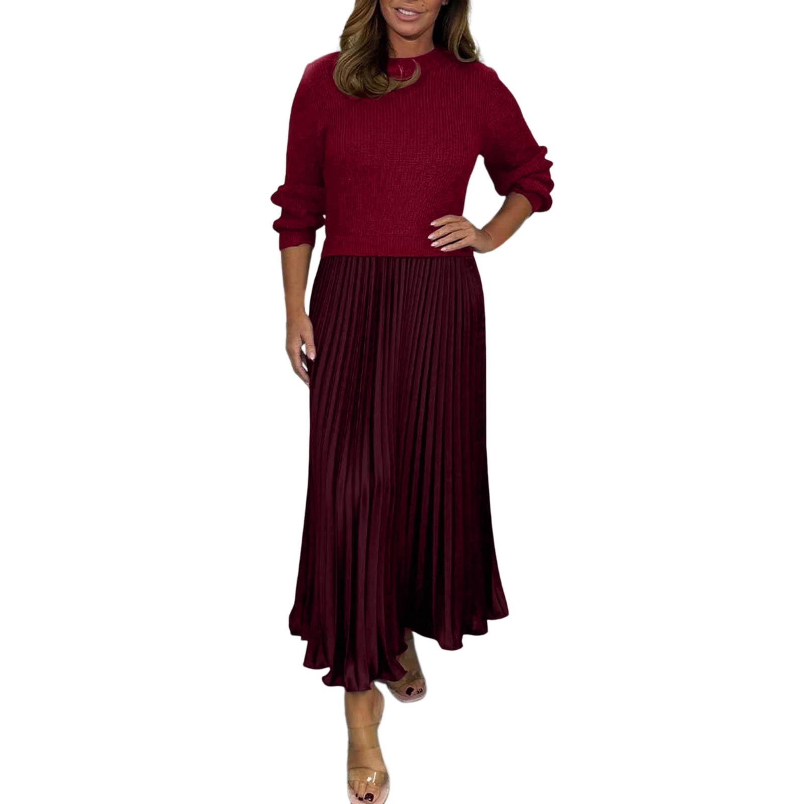 long sleeve jumper pleated bottom dress Long Sleeve Jumper & Pleated Bottom Dress  Hedyboutiques
