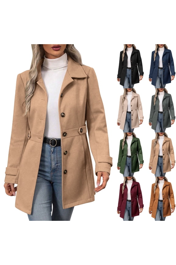 Women's Solid Color Long Sleeve Lapel Collar Slim Fit Jacket Coat Outerwear Blazer for Work Office Business Casual Fall Winter Fashion | CSEONE,Wine L