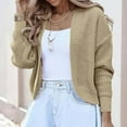 thumbnail image 1 of Women's Solid Color Long Sleeve Open Shoulder Cropped Knit Cardigan Sweater Cardigan Knitted Light Weight Cardigan Cardigans Sweaters for Women 2017 Light Cardigans Wrap Button Cardigan plus Size, 1 of 4