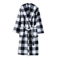 thumbnail image 1 of Women's Solid Color Long Sleeve Plush Bathrobe - Winter Warm Homewear, Dark Gray, One Size, 1 of 4
