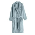 thumbnail image 1 of Women's Solid Color Long Sleeve Plush Bathrobe - Winter Warm Homewear, Light Blue, One Size, 1 of 4