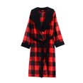 thumbnail image 1 of Women's Solid Color Long Sleeve Plush Bathrobe - Winter Warm Homewear, Red, One Size, 1 of 5