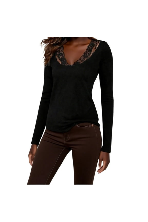 Women's Solid Color Long Sleeve V-Neck Base Layer Top Shirt Blouse for Casual and Daily Wear