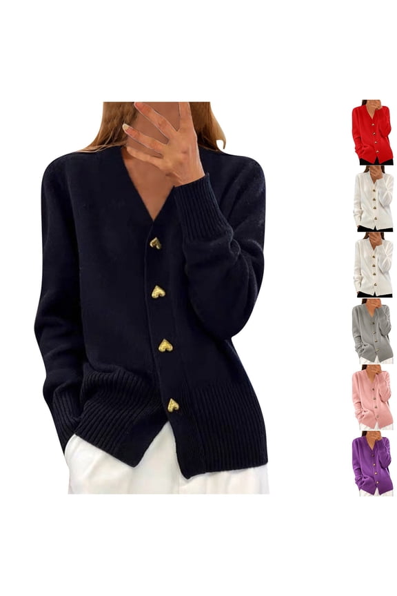 Women's Solid Color Long Sleeve V Neck Knitted Cardigan Sweater Jacket for Casual Daily Wear Business Office Work Vacation Fashion Essential Gift for Women | CSEONE,Beige XL