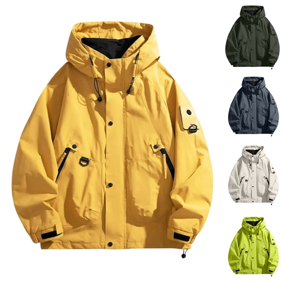 Women's Solid Color Long Sleeved Hooded Outdoor Suit Windproof and Thin Jacket for Hiking, Winter Sports, and Holiday Adventures,Army Green,L