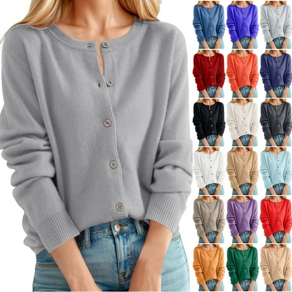 Women's Solid Color Long Sleeved Mid Length Cardigan Top Jacket, Versatile and Comfortable, Great for Office Wear and Everyday Use,Khaki,L