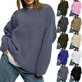 thumbnail image 1 of Women's Solid Color Loose Casual Long Sleeved Knitted Sweater Top Sweater for Fall Winter Minimalist Wardrobe,Black,S, 1 of 6