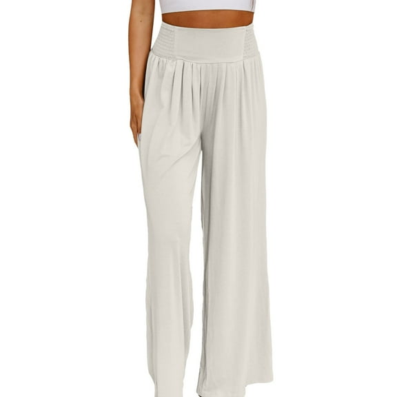 Women's Solid Color Loose Cotton And Linen Slacks Made Of Old Mid Waist Wide Leg Casual Pants