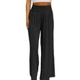 thumbnail image 1 of Women's Solid Color Loose Cotton And Linen Slacks Made Of Old Mid Waist Wide Leg Casual Pants, 1 of 4