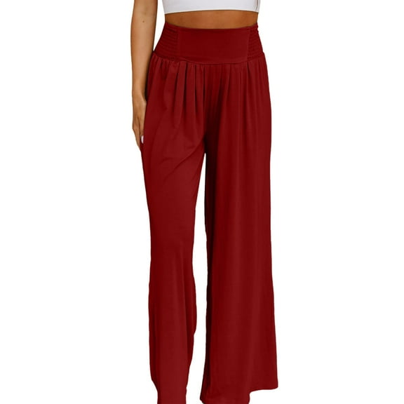 Women's Solid Color Loose Cotton And Linen Slacks Made Of Old Mid Waist Wide Leg Casual Pants