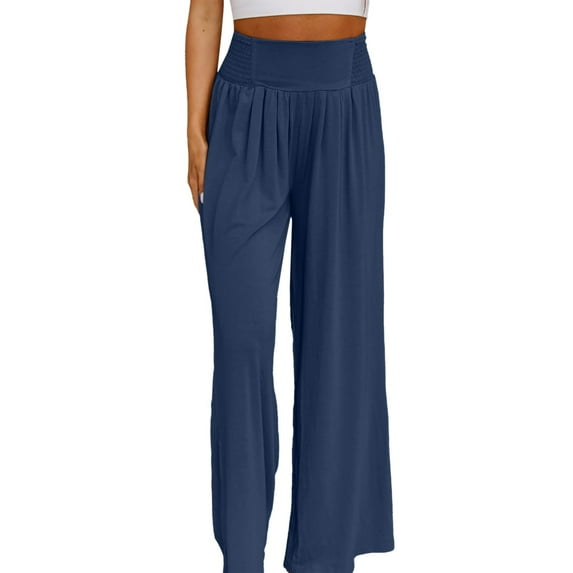 Women's Solid Color Loose Cotton And Linen Slacks Made Of Old Mid Waist Wide Leg Casual Pants