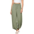 thumbnail image 1 of Women's Solid Color Loose Drawstring Capri Pants - Comfortable for Daily & Casual Occasions, 1 of 8