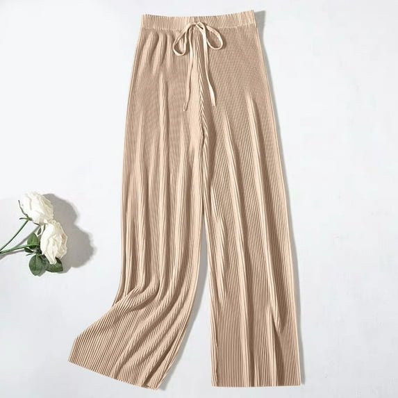 Women's Solid Color Loose Elastic Waisted Sports Casual Pants - Flowy and Comfortable Chiffon Trousers, Great for Casual Outfits, Limited Time Offer Under 10 Dollars