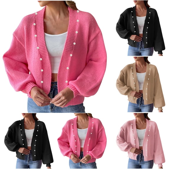 Women's Solid Color Loose Fit Long Sleeve Cardigan Sweater Coat Top for Casual Daily Wear Business Office Vacation and Travel Fashion Essential | Aestivo,Khaki L