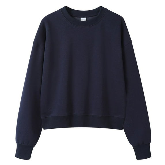 Women's Solid Color Loose Long Sleeve Crewneck Sweatshirt - Fall Winter Casual Style, Sleeveless Stylish Versatile Top,Size:M