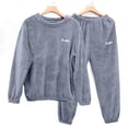 thumbnail image 1 of Women's Solid Color Loose Pajama Set - Winter Fall Coral Fleece Thick Warm, Long Sleeves & Elastic Waist Lounge Sleep Set Blue XL, 1 of 6