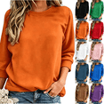 thumbnail image 1 of Women's Solid Color Loose Winter Fashionable Casual 3/4 Sleeve Head Round Neck Sweatshirt, 1 of 6
