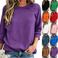 thumbnail image 1 of Women's Solid Color Loose Winter Fashionable Casual 3/4 Sleeve Head Round Neck Sweatshirt, 1 of 6