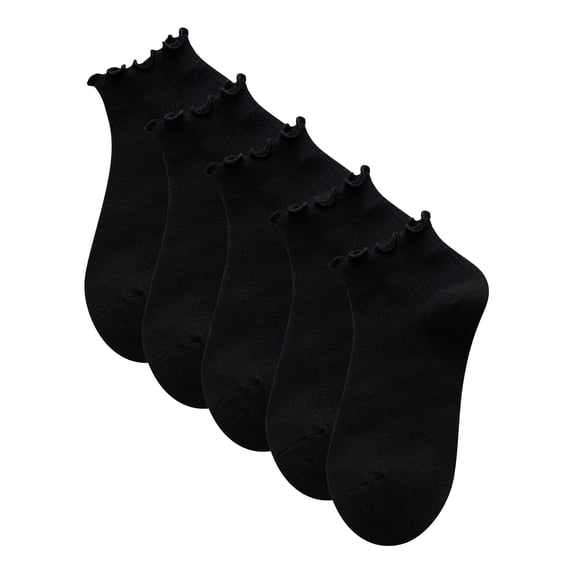 Women's Solid Color Low Cut Boat Socks 5-Pack Soft Breathable Comfortable Japanese Style Casual Socks for Daily Wear