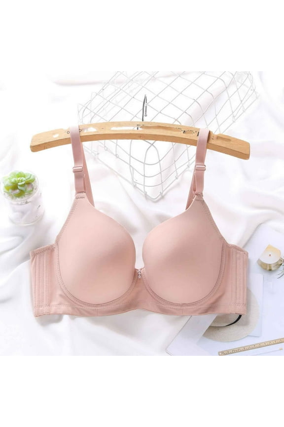 Ultra Soft Solid Color Bras for Women, Seamless Underwire Minimizer Bras for Large Breast, Lifting Comfort Bra for Everyday Wear Khaki 85B