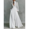 thumbnail image 1 of Women’s Solid Color Maxi Shirt Dress Mandarin Collar Long Sleeve French Style Dress with Chest Pleats Elastic Waist Balloon Cuffs and Hidden Pockets, 1 of 1