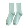 thumbnail image 1 of Women's Solid Color Medium Crew Socks, 1 Pair Lightweight Breathable Ankle Socks, Soft Everyday Casual Socks for Sports, Outdoor Activities and Daily Wear-Light Blue, 1 of 1
