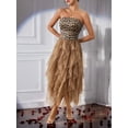 thumbnail image 1 of Women's Solid Color Mesh Panel Strapless Maxi Dress, 1 of 10
