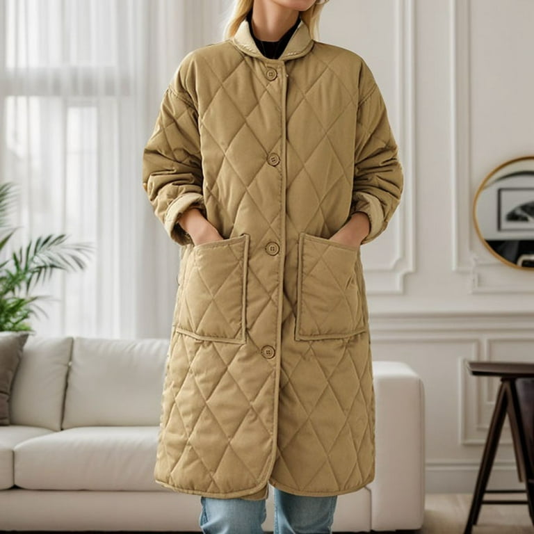 Quilted mid length coat top