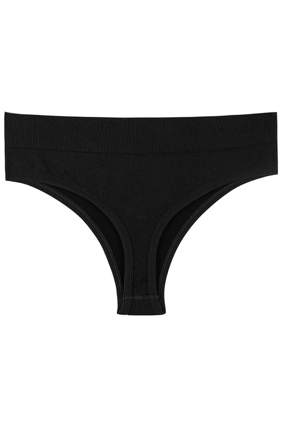 Women's Solid Color Mid Rise Thong Panties Sexy And For Sports And Fitness