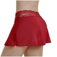 thumbnail image 1 of Women's Solid Color Mini Skirt - Lace Patchwork, 82% Polyester 18% Spandex, Sexy Casual, 1 of 8