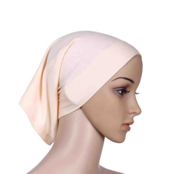 Women's Solid Color Modal Tube Cap Scarf, Soft Muslim Headwrap Turban Hijab for Daily Wear, for Religious Occasions, Travel or Casual Comfort Khaki