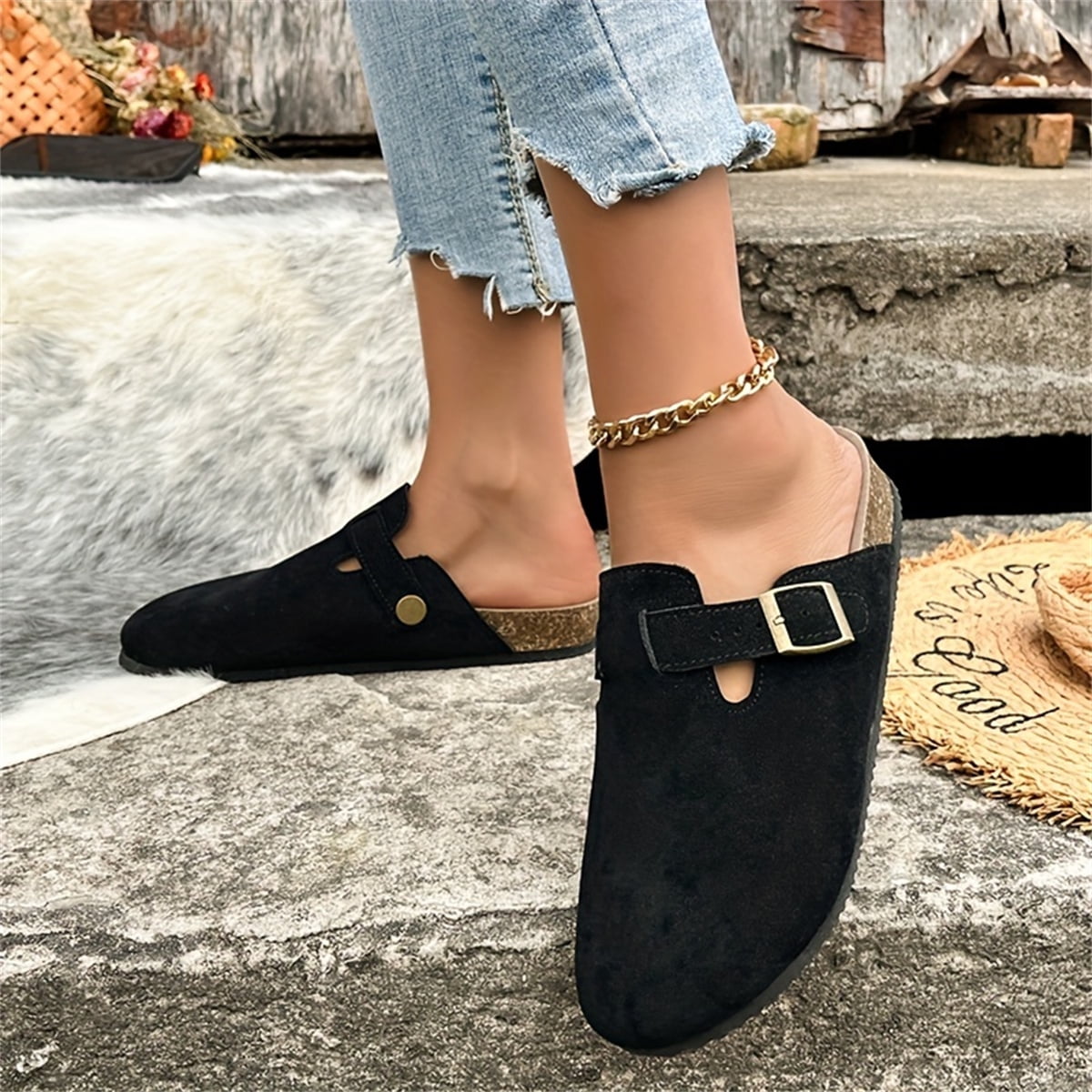 Flat clog shoes deals