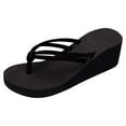 thumbnail image 1 of Women's Solid Color Non- Feet Flip-Flops High-Heeled Wedges Beach Sandals EVA Black Flip Flops for Women, 1 of 4