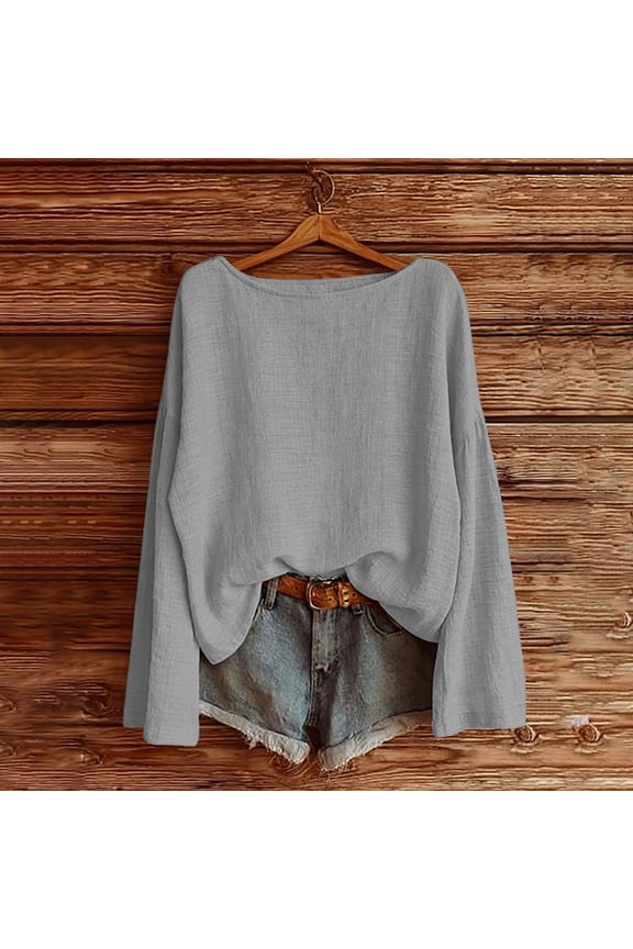 Women's Solid Color Off Shoulder Top, Cotton Linen Sleeveless Loose Blouse, Casual Beach and Vacation Wear for Summer, Bohemian Style-Gray