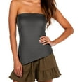 thumbnail image 1 of Women's Solid Color Off The Shoulder Top With Irregular Hem And Slit Stylish And Bodycon, 1 of 2