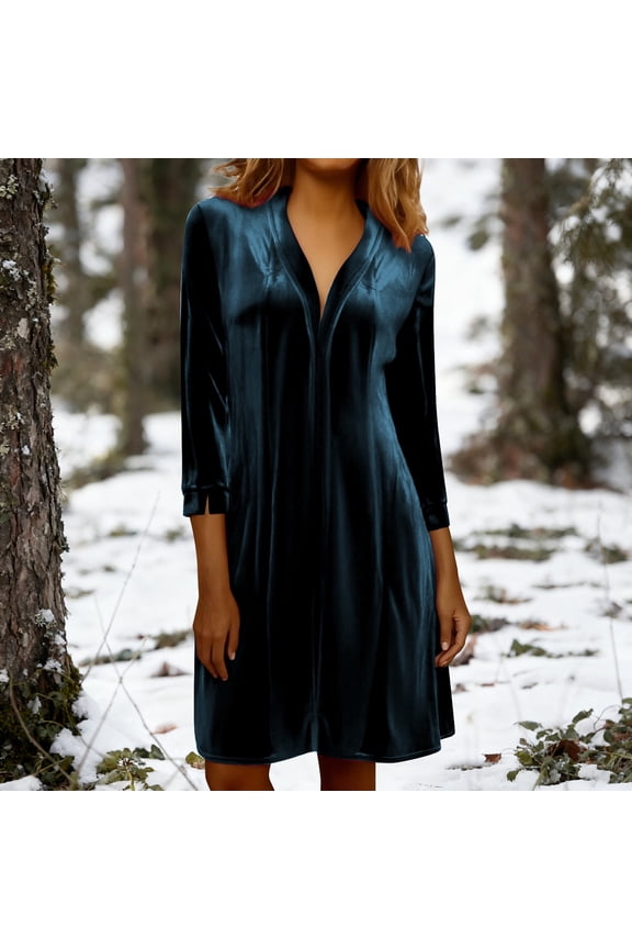 Women's Solid Color Open Front Cardigan, Mid-Length Duster Coat, Tailored Loose Fit, Soft Long Sleeve Jacket, Everyday Casual Coat Navy S