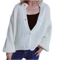 thumbnail image 1 of Women's Solid Color Open Front Long Sleeve Ribbed Knit Cropped Cardigan Sweaters Loose Casual Knitted Sweater Button Down Cardigan Crochet Tops Chunky Cardigan Sweaters for Women Trendy, 1 of 3