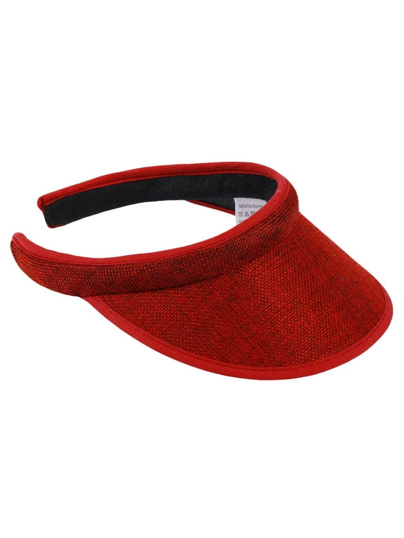 Women's Solid Color Open Top Baseball Sun Visor Hat, Crownless Brim Cap for Summer, for Sun Protection while Running, Hiking, Beach Vacation or Outdoor Gardening Red