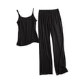 thumbnail image 1 of Women's Solid Color Pajama Set 2 Piece Sleeveless Strap Top Wide Leg Long Pants Sleep Nightwear Pjs Outfits, 1 of 5