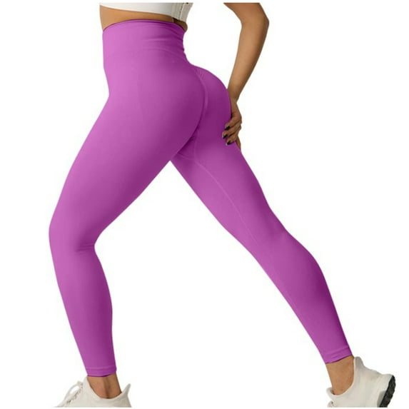 Women's Solid Color Pants with Elastic High Waist Hip Lifting Slim Fitting Sports and Fitness Yoga Pants Womens Leggings Workout Soft Yoga Pants Butt Lifting Tights Lightweight Travel Pants
