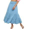 thumbnail image 1 of Women's Solid Color Pleated Maxi Skirt - High Waist Elastic Hip Long Skirt for All Seasons, 1 of 6