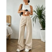 Women's Solid Color Pleated Trousers
