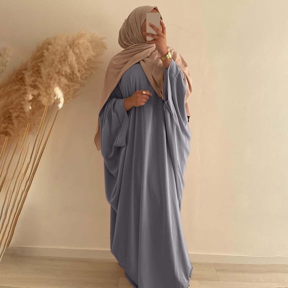 Women's Solid Color Plus Size Batwing Sleeve Maxi Dress Long Robe Abaya Dress Mens Tunic Robe with Hood Long Sleeve Dresses for Women Party Turban for Men Head Scarf Silk Gloves for Women Stretch Day