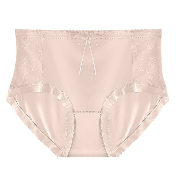 Women's Solid Color Plus Size Lightweight Plastic Version Seamless Oversized Underwear Ladies Panties Tummy Suits Panties for Women Pinky 3XL