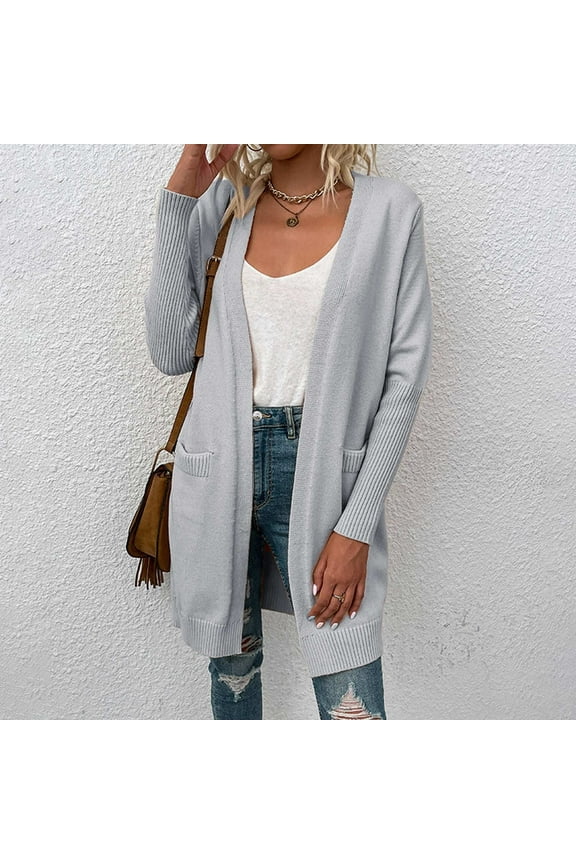 Women's Solid Color Pocket Knit Sweater Cardigan Coat Ladies Coat Dress Coat plus Size Lined Coats for Women plus Woman Maternity Winter Coat 3xl Clothes for Women Coat And Jackets for Women plus Size