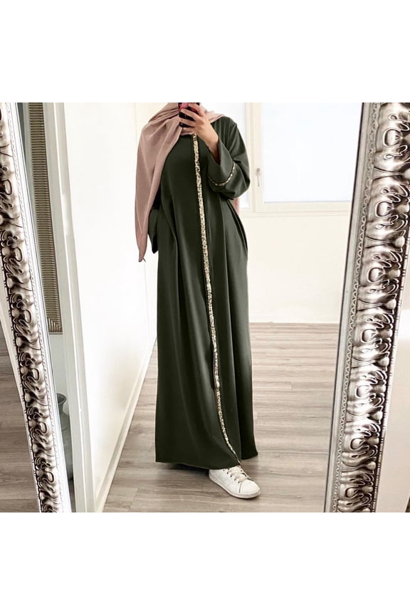 Women's Solid Color Puff Sleeve O Neck Maxi Dress Summer Dresses for Women Work Casual All Women's Summer Dresses Casual Midi Dress Dresses Loose Womens Summer Dresses Knee Length Womens Summer