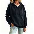 thumbnail image 1 of Women's Solid Color Pullover Hoodie with Drawstring Hood and Kangaroo Pocket Casual Everyday Sweatshirt, S-2XL, 1 of 6