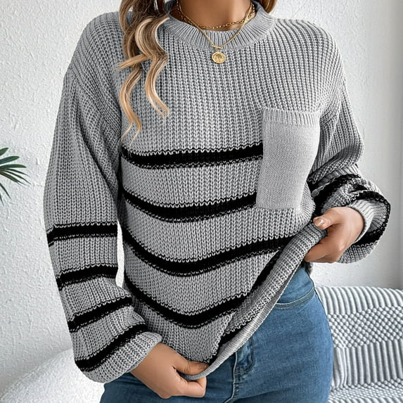 Women's Solid Color Pullover Round Neck Loose Casual Sweater For Autumn Days