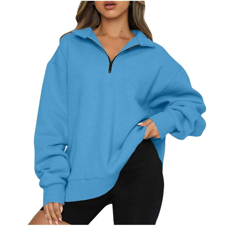 Casual loose zip lapel sweatshirt hot sale